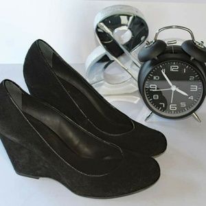 Kate Spade black suede wedges